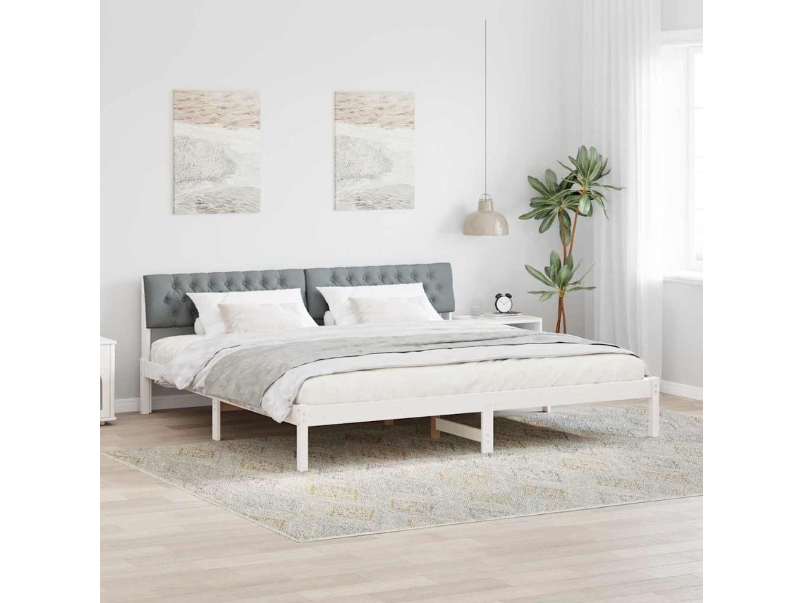 Vidaxl Estrutura da Cama Branco e Cinza Claro 200 X 200 Cm