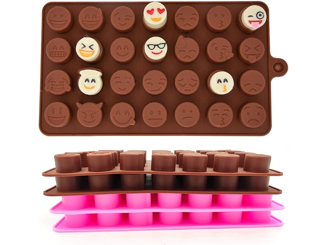 Forma De Silicone Para Chocolate Com Rosto Sorridente, Forma Reutilizável Para Gelo E Forno 4 Unidades