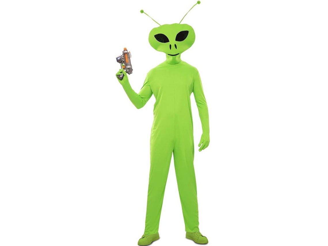 Fato de alienígena clássico verde com máscara para homem