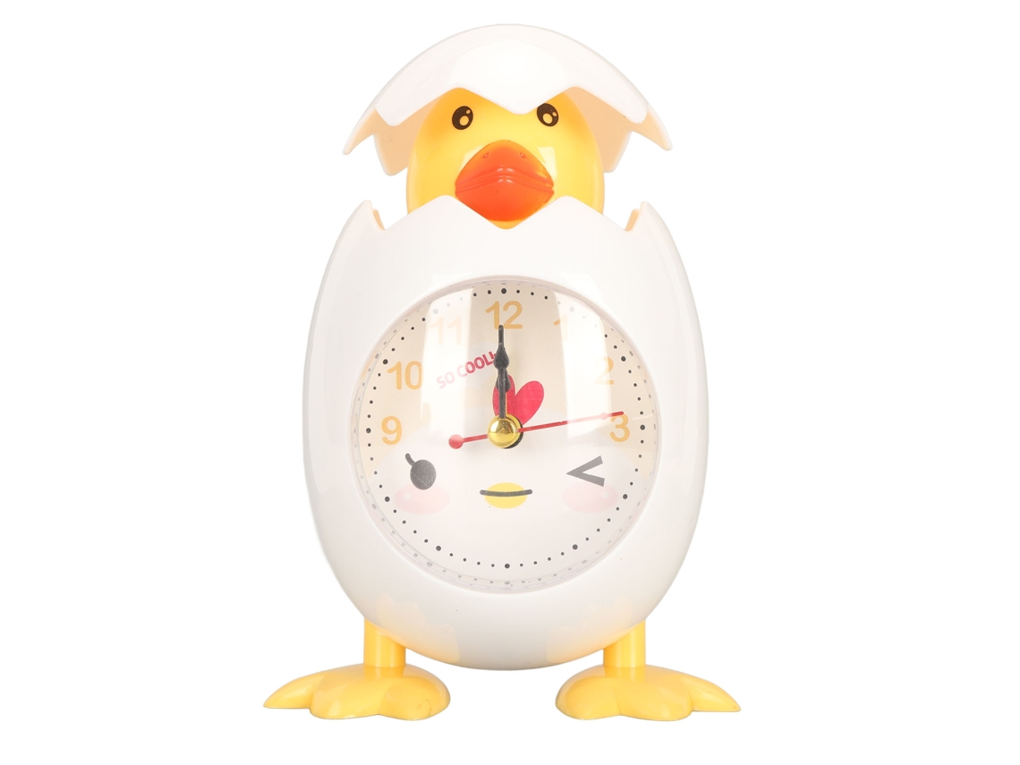 Despertador fofo Baok-Cartoon Egg Hen para decoração de quarto de estudantes (branco)