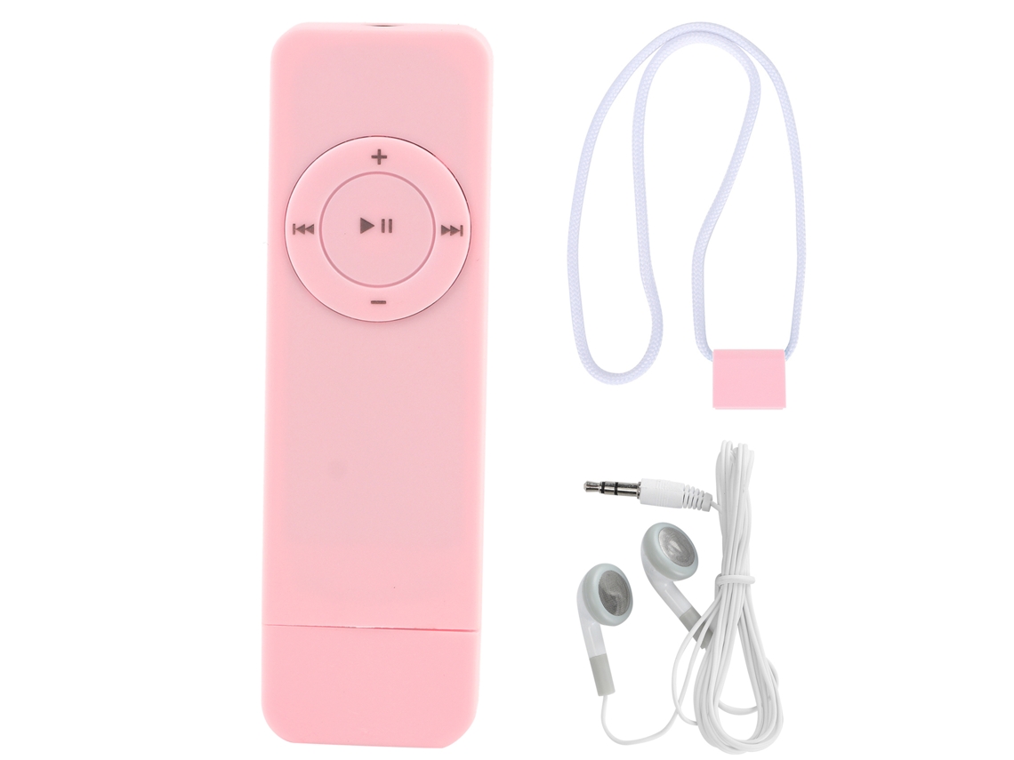 Aetheria reprodutor Mp3 Portátil com Fone de Ouvido 3,5mm e Cordão, Bateria Recarregável, Rosa