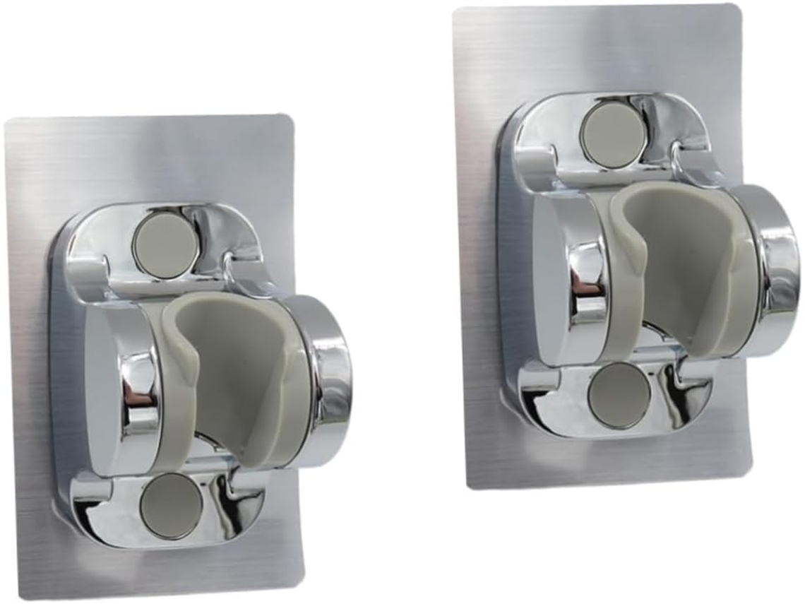 Suporte Ajustável De 2 Peças Em Plástico Abs Com Base Adesiva Para Fixação Do Chuveiro.