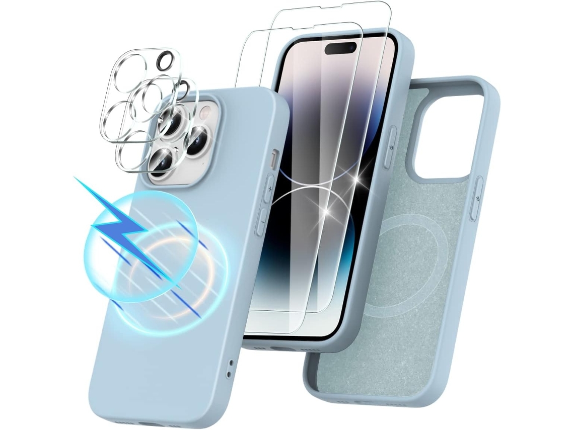 Capa Magnética Com Proteção De Câmara Silicone Líquido Para Iphone 14 Pro Elysve