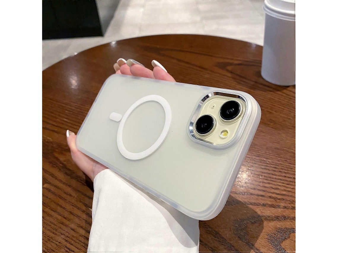 Capa Para Iphone 14 Compatível Com Magsafe Tpupc Translúcida Fosca, Branca
