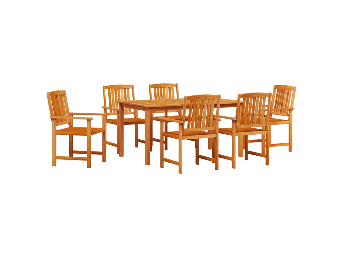 Conjunto 7 Conjunto De Jantar Para Jardim Vidaxl Castanho Madeira De Acácia Maciça (150 X 90 X 74 Cm)
