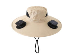 Chapéu com Ventilador Solar , Recarregável, para Pesca e Atividades Ao Ar Livre. MDUG (quadrado Cáqui)