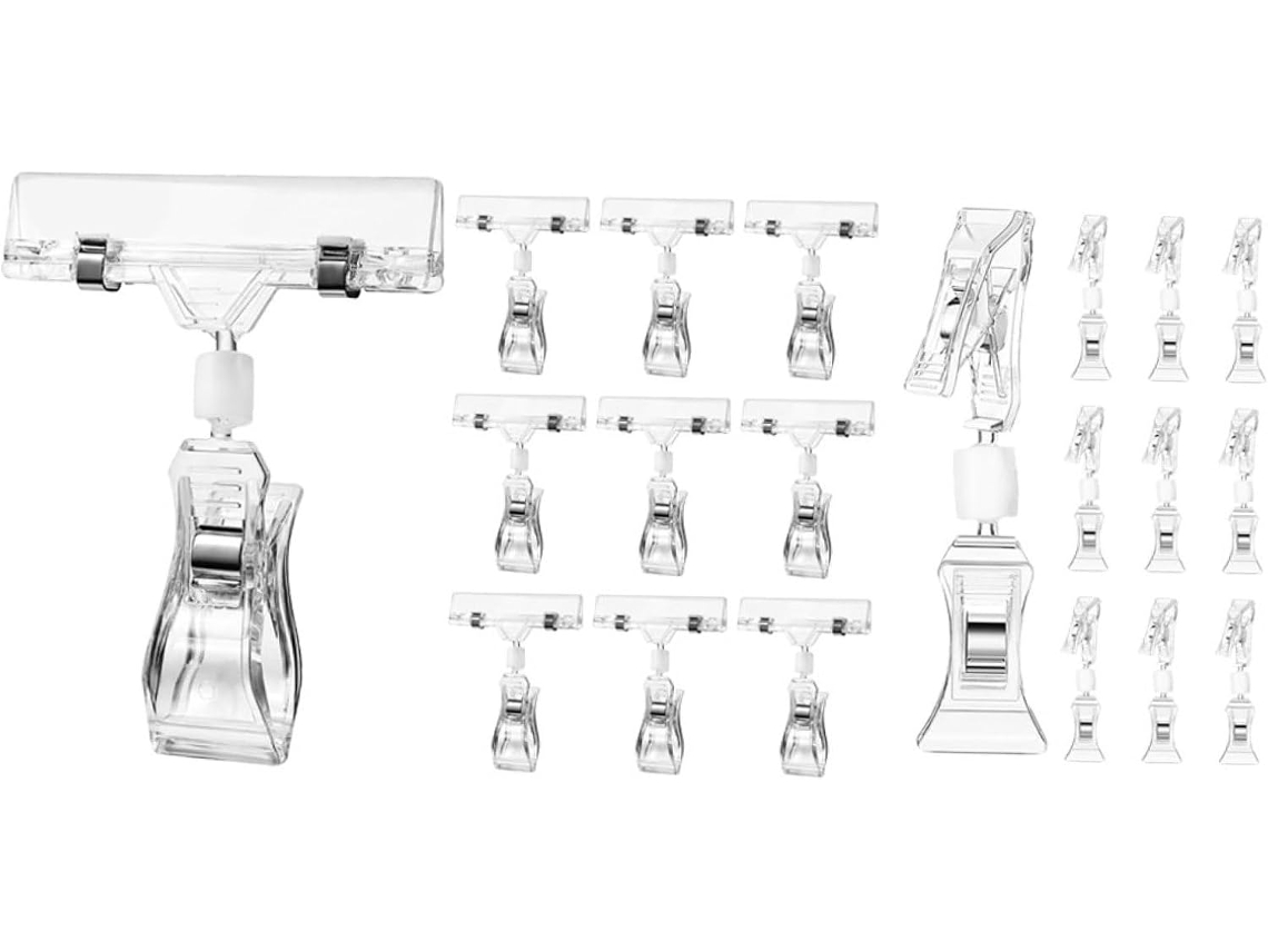 20-Transparent Rotating Clips Sinalização De Lojas, Fixação Dupla, Material Em Aço desativada E Ps, Leves E