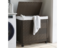 Vidaxl Cesto P/ Roupa Suja Com Rodas 60x35x60,5cm Vime Castanho-escuro