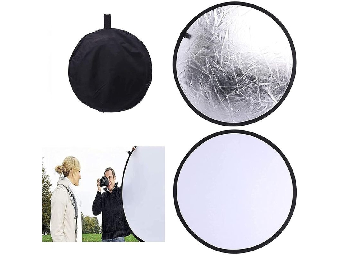 Refletor de luz para fotografia 2 em 1, dobrável, 12 polegadas, prata e branco, para selfie e estúdio | S/MARCA