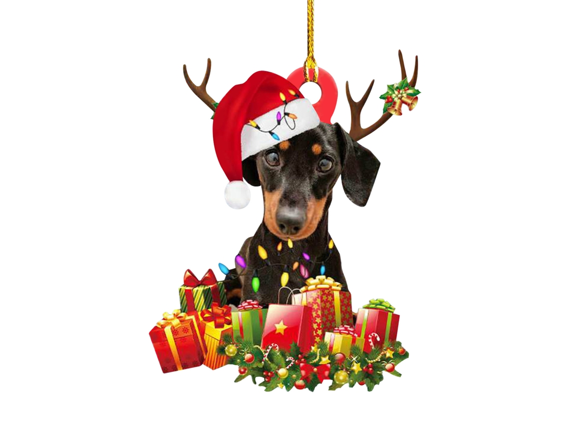 Laxiscreed Ornamento De Natal Em Madeira Para Cão - Decoração De Árvore Festiva Para Natal