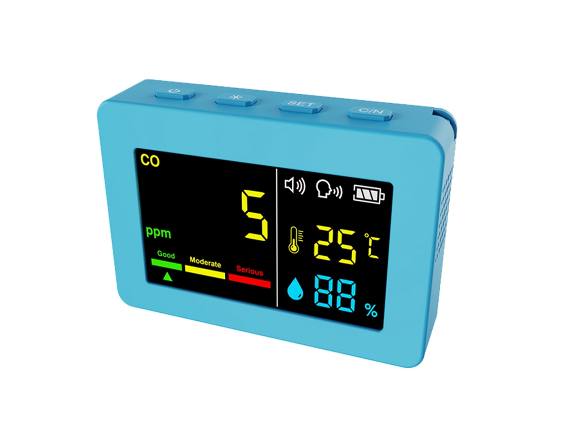 Detector Portátil De Monóxido De Carbono Com Temperatura E Umidade E Alarme Vocal