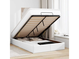 Vidaxl Estrutura de Cama Otomana com Colchão Branco Couro Falso