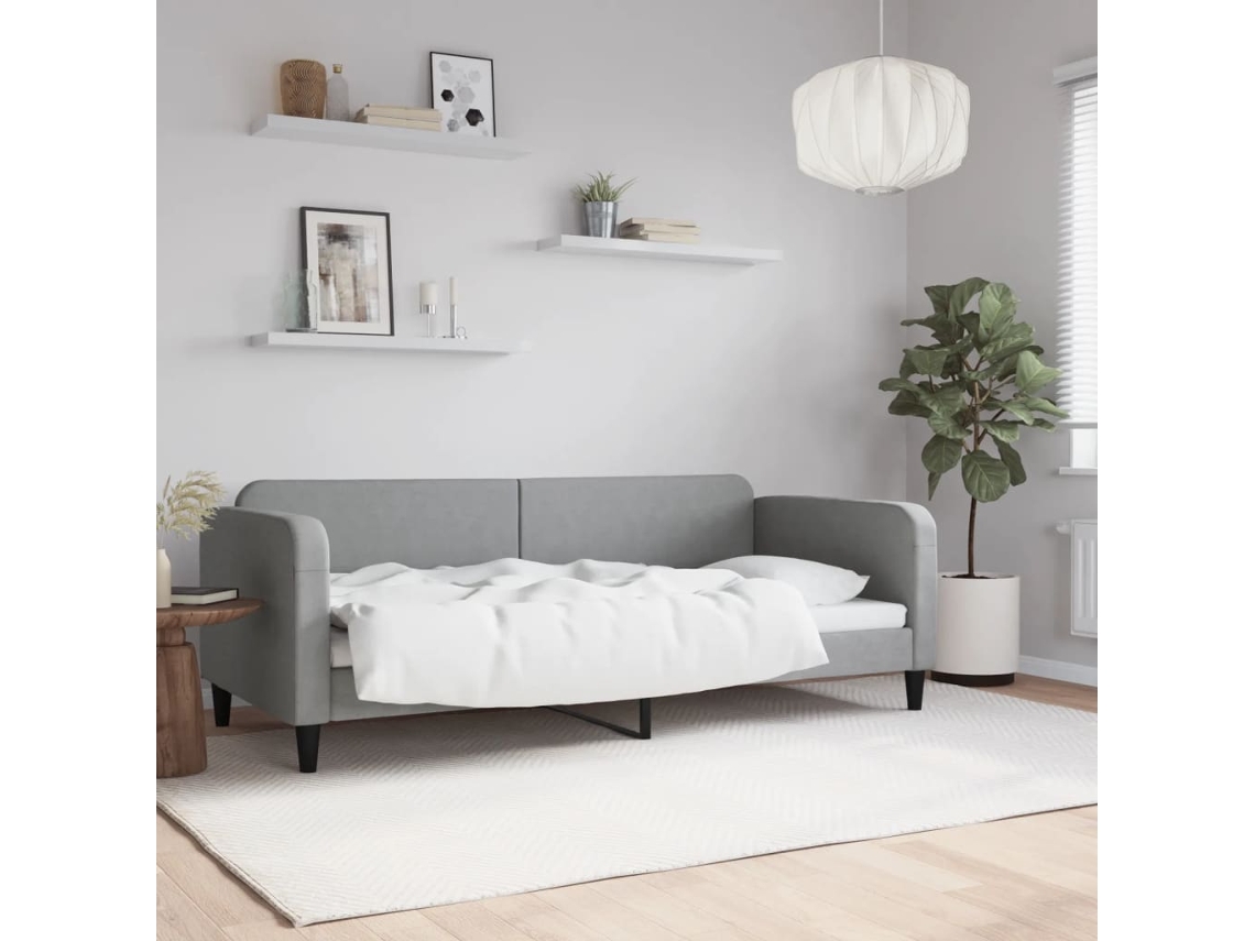 Vidaxl Sofá-cama 90x200 Cm Tecido Cinzento-claro