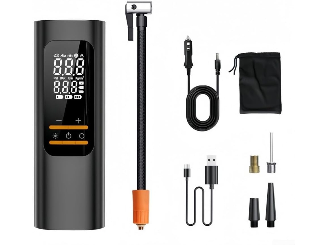Compressor De Ar Portátil Com Tela Lcd Dupla E Desligamento Automático