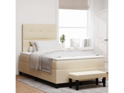 Vidaxl Cama Box Com Cabeceira Creme 120 X 190 Cm Tecido
