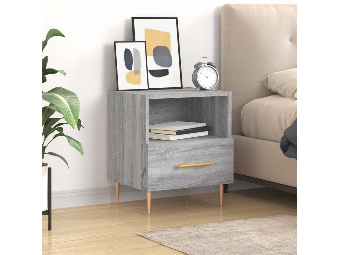 Vidaxl Mesa Cabeceira 40x35x47,5 Cm Derivados Madeira Sonoma Cinza