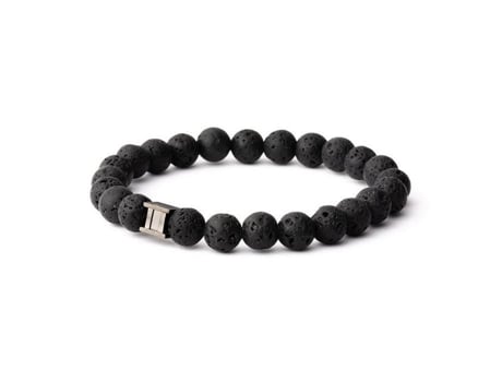 Pulseira Gêmeos Pulseira Gêmeos Lava Negra M Pedra De Lava Cor Preta 20 Cm Gemini