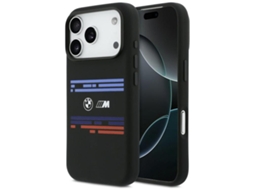 Capa Bmw Mobile Para Iphone 17 Pro Magsafe Em Silicone Com Linhas Horizontais.