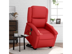 Vidaxl Poltrona Reclinável Elevatória Elétrica Couro Artif. Vermelho