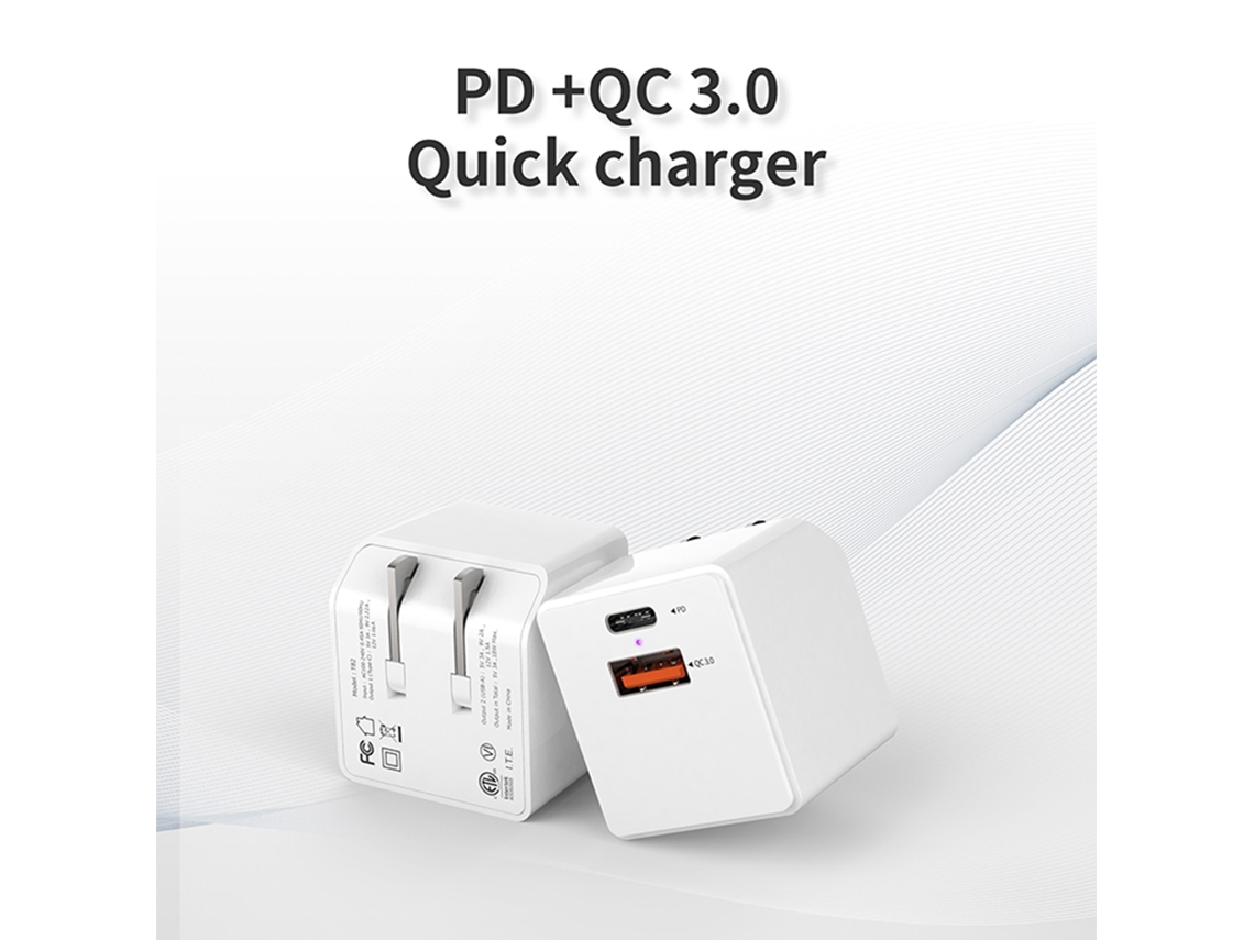 Adaptador LAXISCREED Pd20w Qc3.0 Dobrável Branco