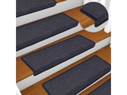 Vidaxl Tapetes De Escada 15 Peças 65x21x4 Cm Cinza Escuro E Azul Com Borda Retangular