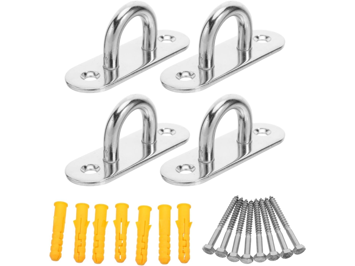 Conjunto de 4 Ganchos de Teto Reforçados, Kit de Ancoragem para Balanço e Rede com Parafusos. SFUSHOS