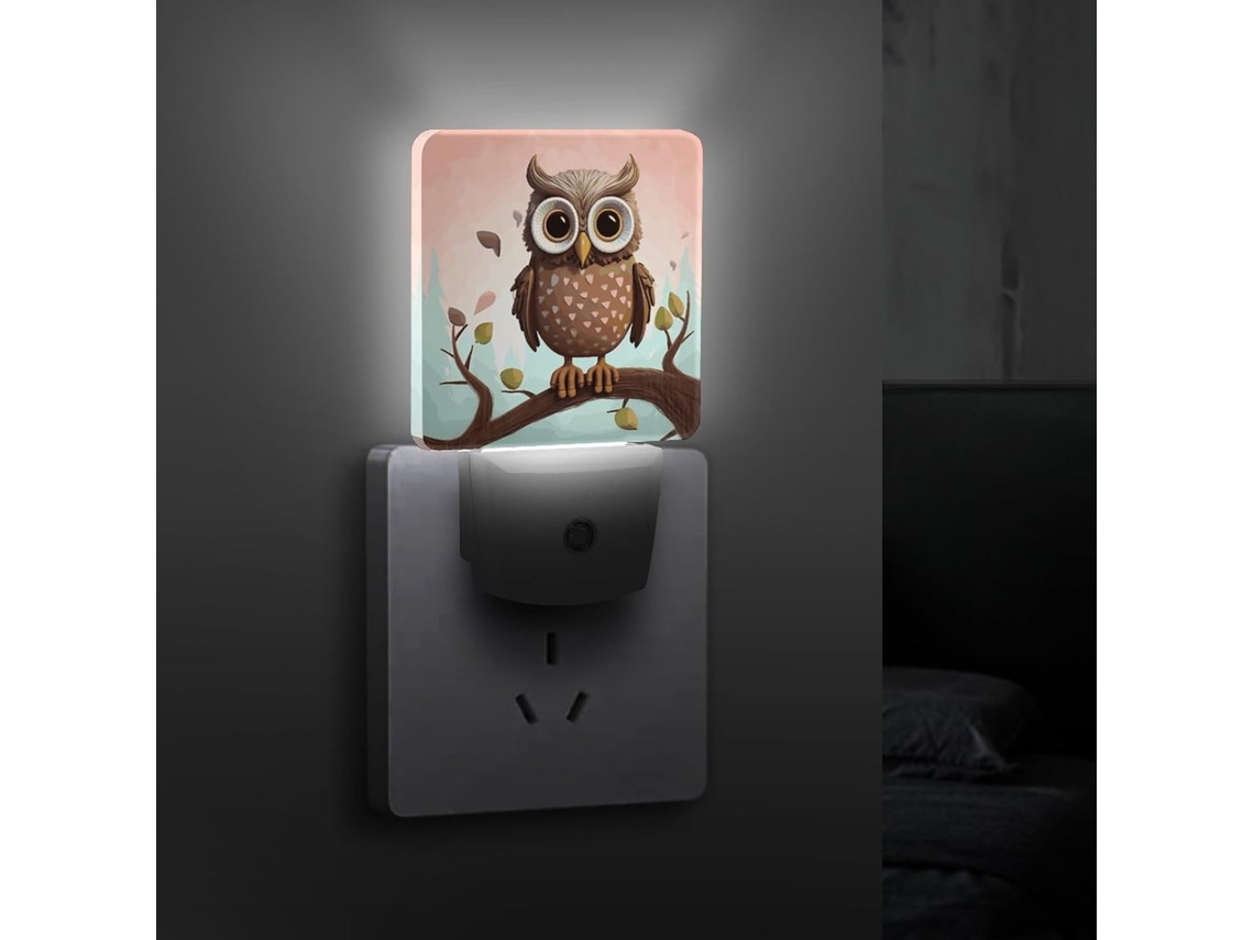 Coruja Luminária Noturna, Arandela de LED com Sensor Crepuscular, Luzes Noturnas Decorativas Eficientes