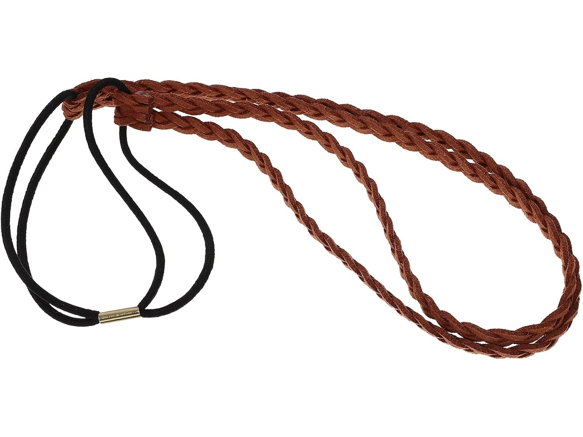 Faixa de Cabelo Artesanal Dupla Camada Estilo Retrô, Faixa de Cabelo com Têxtil Trançado Marrom - Confortável
