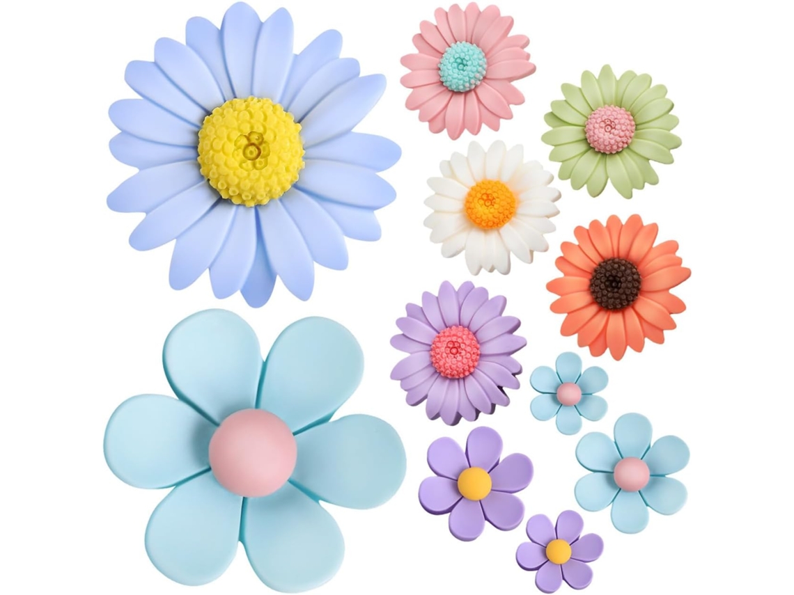Ímãs De Geladeira Florais, 12 Peças, Resina Magnética, Cores Aleatórias