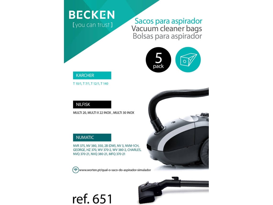 Sacos de Aspirador BECKEN REFª651 (5 unidades)
