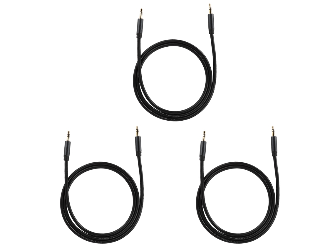 3 Cabos Aux 3.5mm Masculino Masculino Áudio Para Mp3 E Celular 1m, Cores Opcionais Luz Dourada