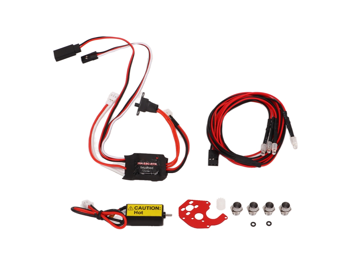 Kit Motor Esc De Escova Rc Com Luzes Led Modificadas Vermelho Branco 050 66t Motor De Escova 30a Esc De Escova