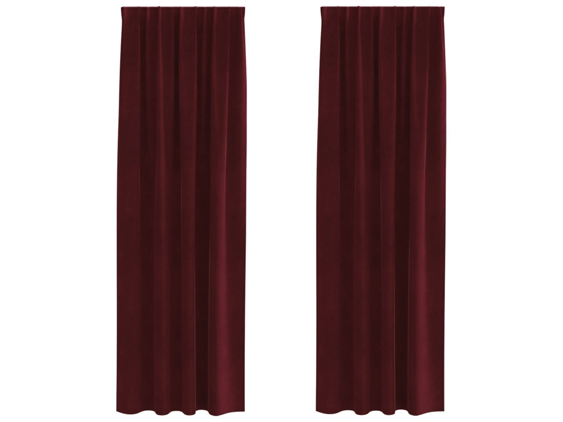 Conjunto 2 Cortinas Opacas Vidaxl Vermelho Veludo (140 X 225 Cm)