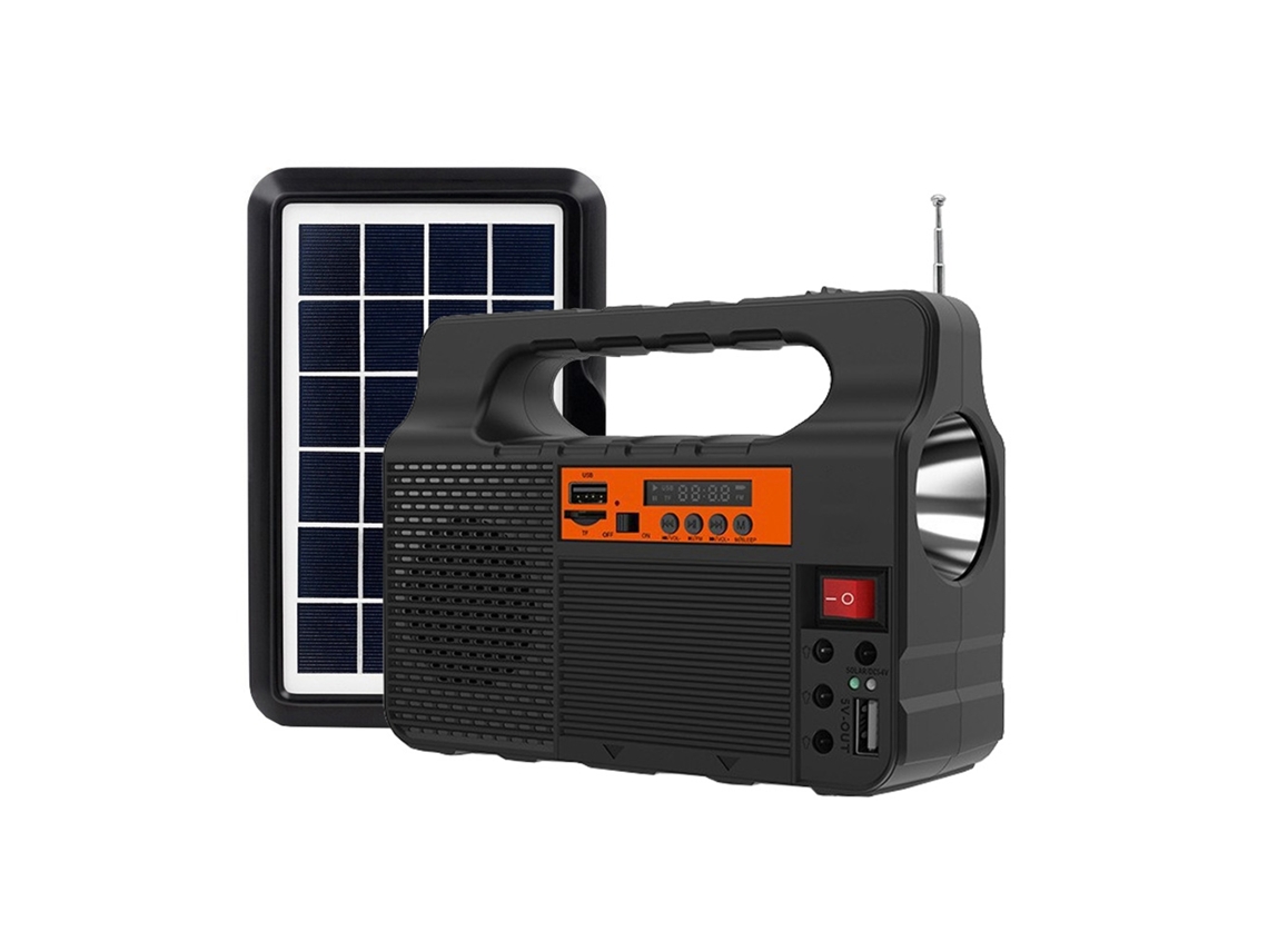Gerador Solar Portátil 3600mah Com Painel Rádio Speaker Carregador Lanterna