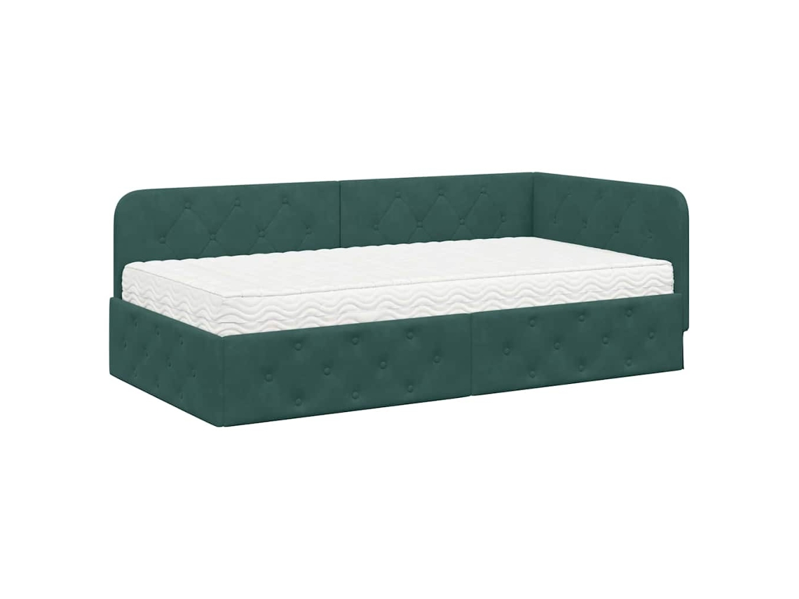 Conjunto 1 Cama De Canto Vidaxl Verde Veludo (90 X 200 Cm)