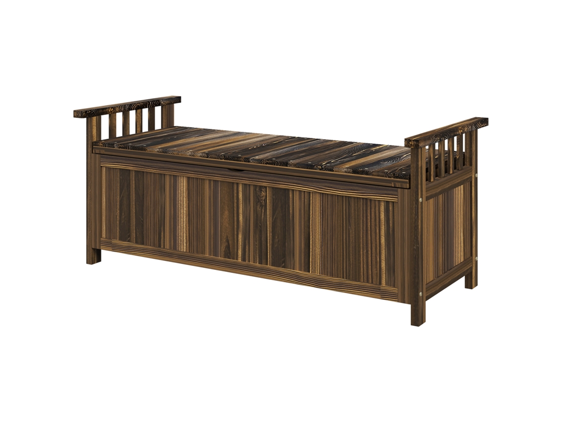 Banco Jardim Armazenamento. Carbonizado 128,5x52x53,5cm, 2l, Braços,