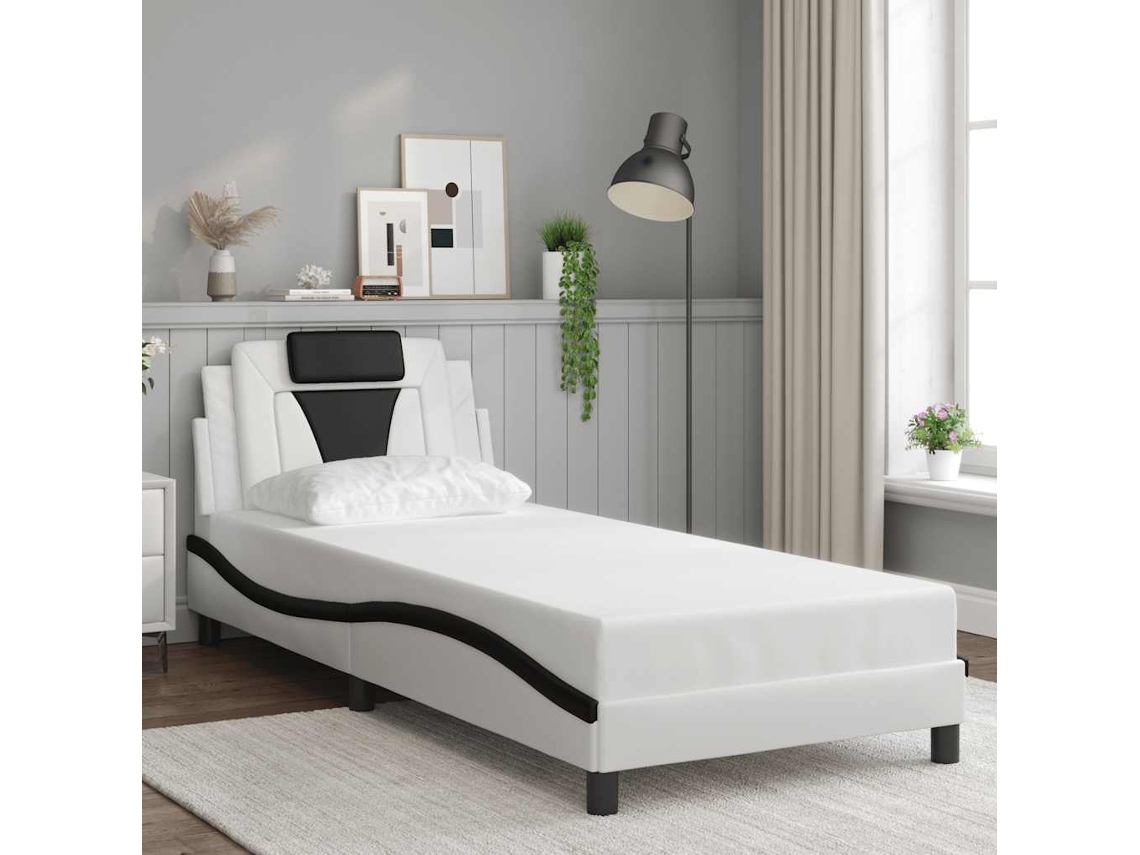 Vidaxl Estrutura De Cama Viana Sem Colchão Couro Artificial 90x190cm