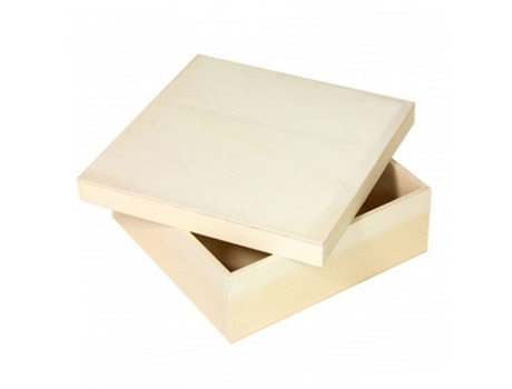 Caixa Quadrada de Madeira com 23X23X8Cm e Tampa GEOCAKES