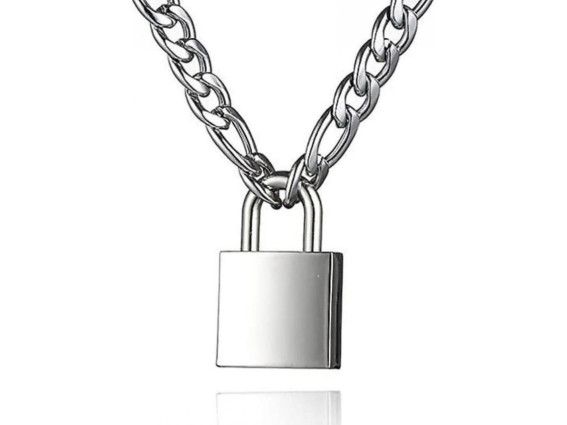 2026-cadena De Candado De Acero Inoxidable Para Hombre Mujer Plata Collar De Moda Punk Retro Regalo