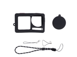 Silicone Protective Sleeve Cover For Action 5 Pro Anti Drop Camera Lens Protector Cap Camera Accessories With Wrist Strap Anti Lost Rope Black