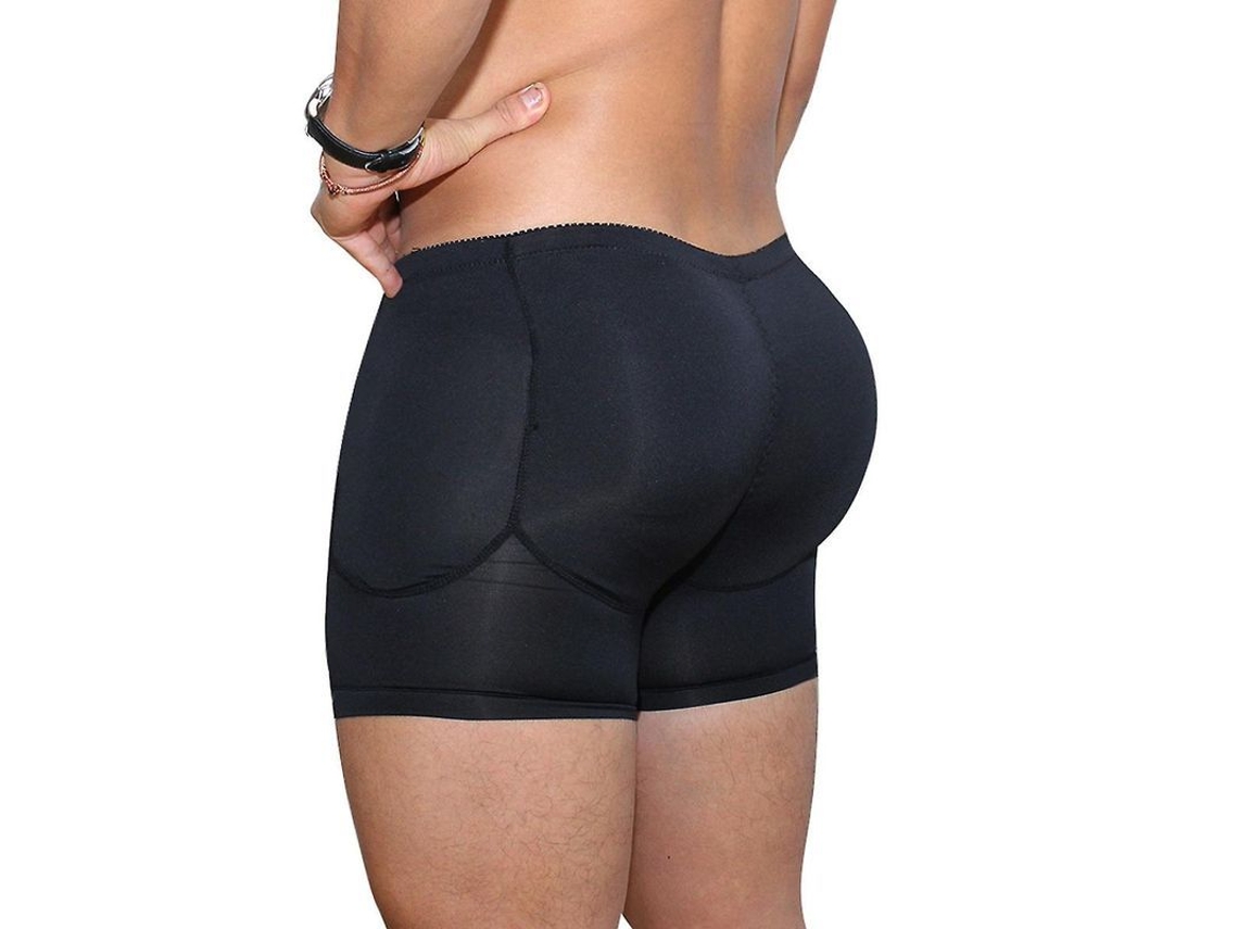Calcinha Boxer Masculina com Preenchimento para Aumento de Bumbum Leve e Flexível Preto