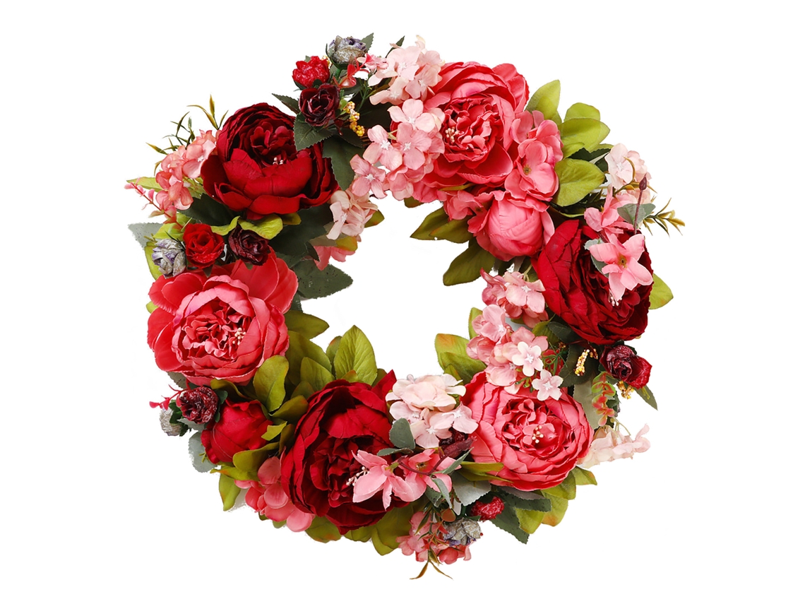 Laxiscreed Arranjo De Flores De Seda Peônia Vermelha Para Decoração De Porta E Parede, Ornamento Floral Artificial