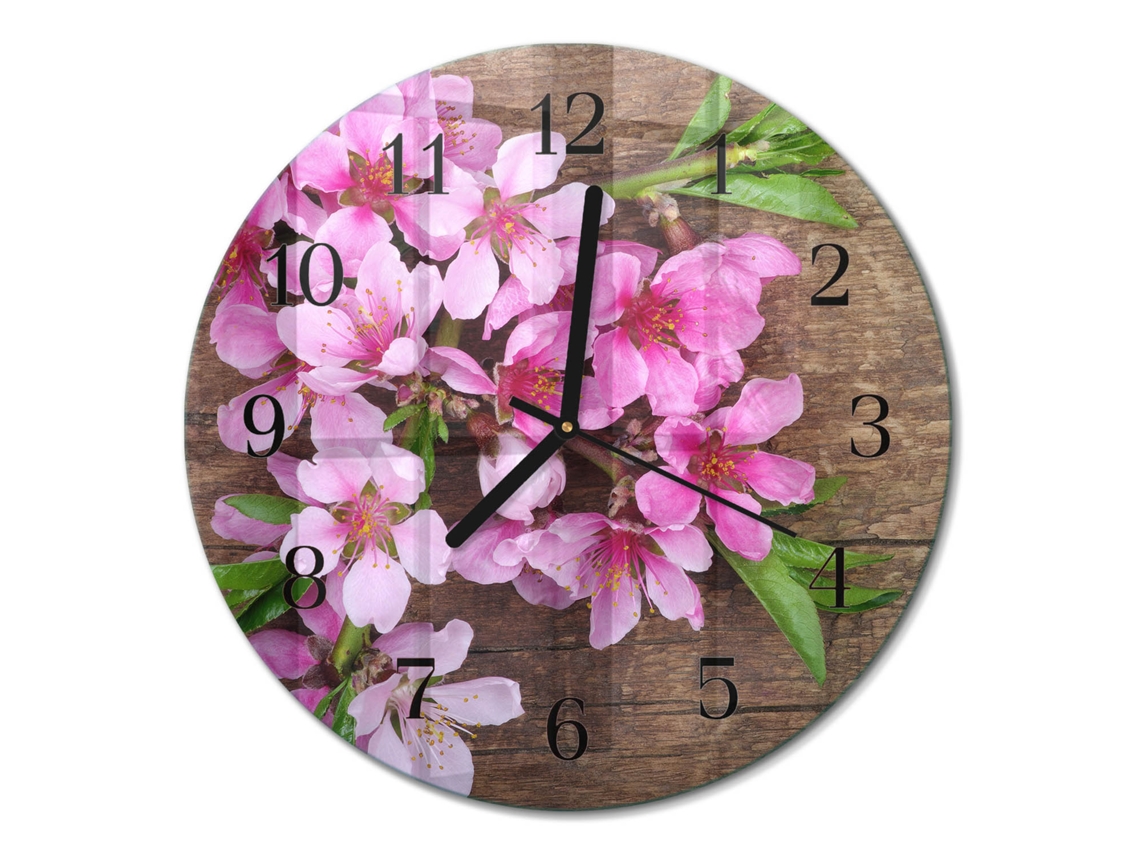 Relógio De Parede De Vidro Flores Espelharte (30 Cm)