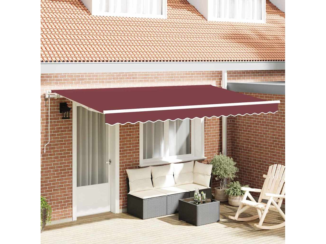 Vidaxl Toldo Retrátil Borgonha 400 X 200 Cm Tecido