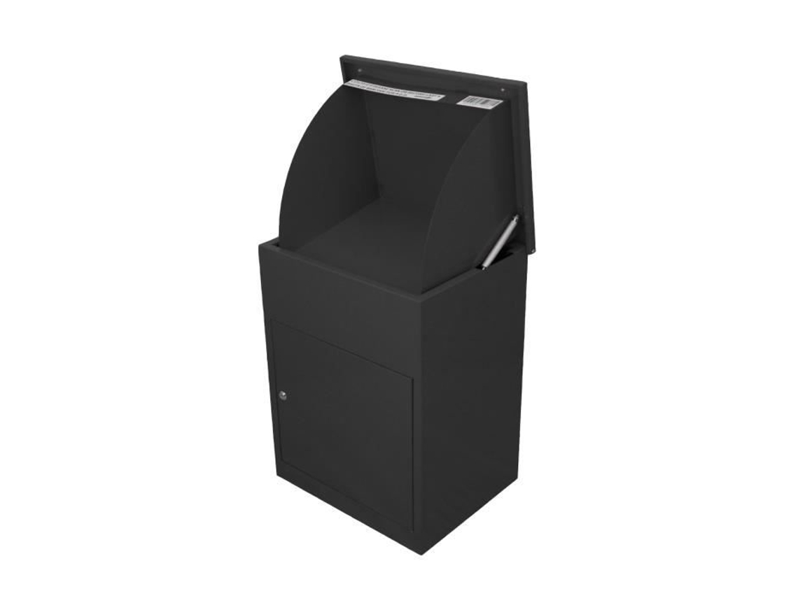 Caixa de encomendas - Marca - Preto - Tamanho máximo 320x205x120mm - Com fechadura - Código de barras