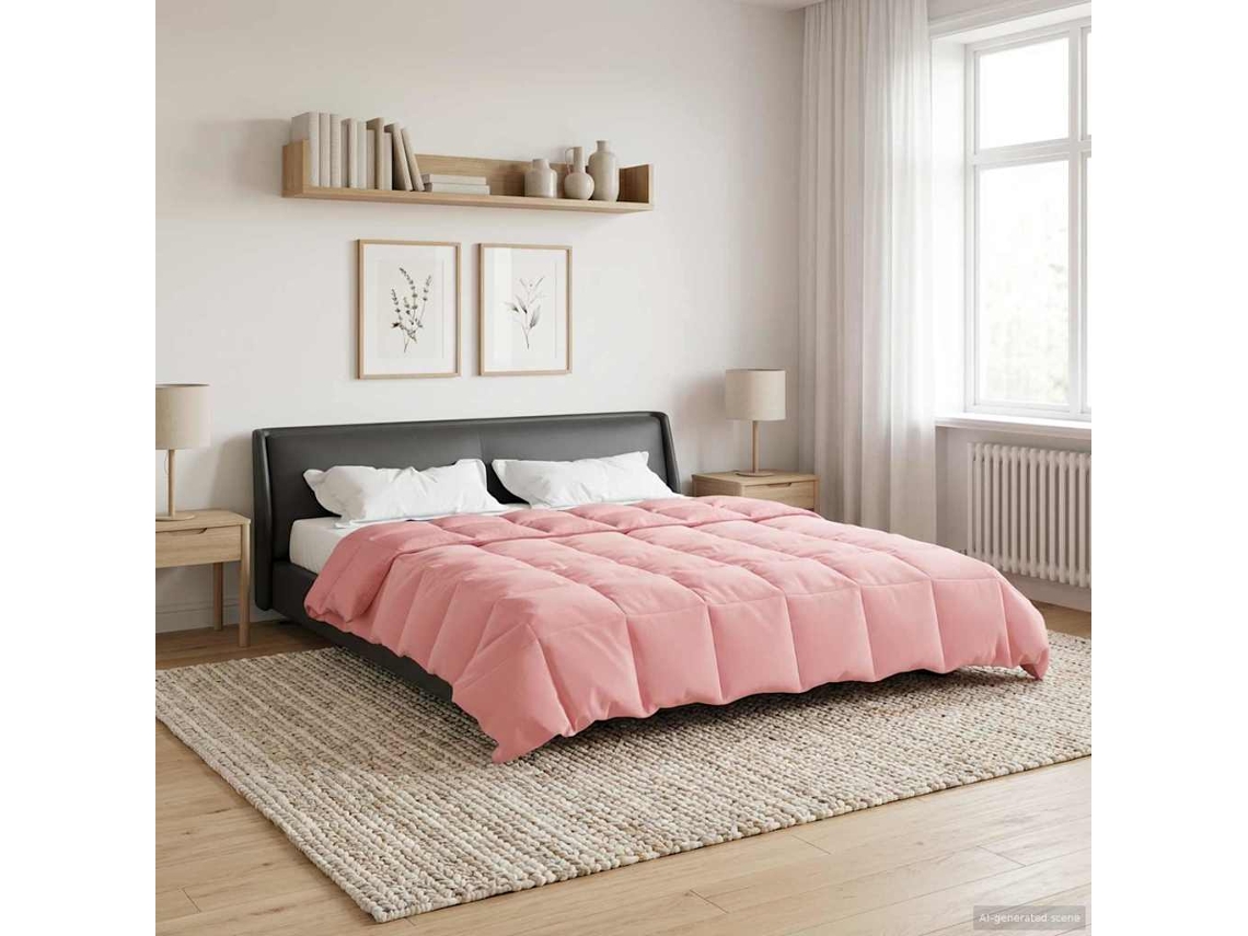 Vidaxl Duvet De Ano Inteiro 200 X 220 Cm 4 Estações Rosa Respirável