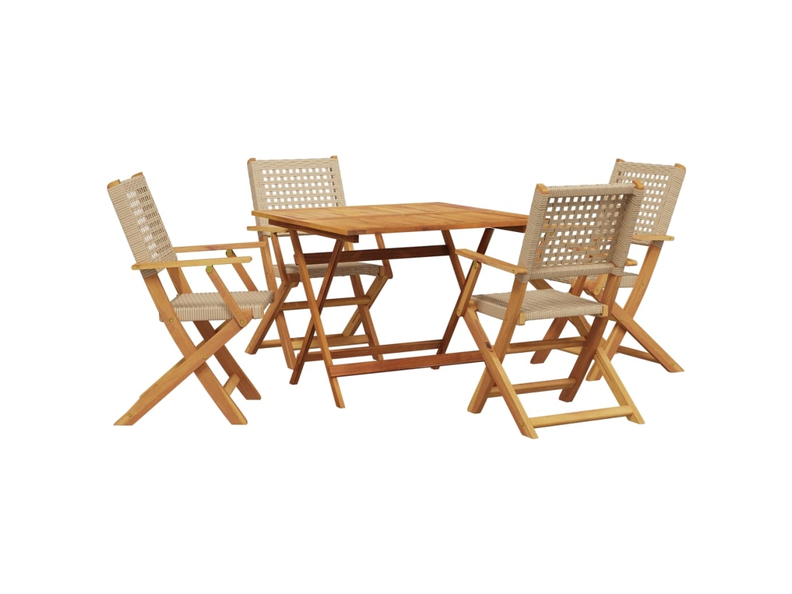 Garden Dining Set, Garden Dining Sets Vidaxl Bege Madeira De Acácia (90 X 90 X 75 Cm)