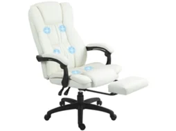 Cadeira de Escritório com Massagem Pu, Pp, Espuma e Nylon Cor Creme Branco 68,5x68,5x113-121cm Vinsetto