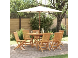 Vidaxl Conjunto De Jantar Para Jardim 7 Unid. Castanho