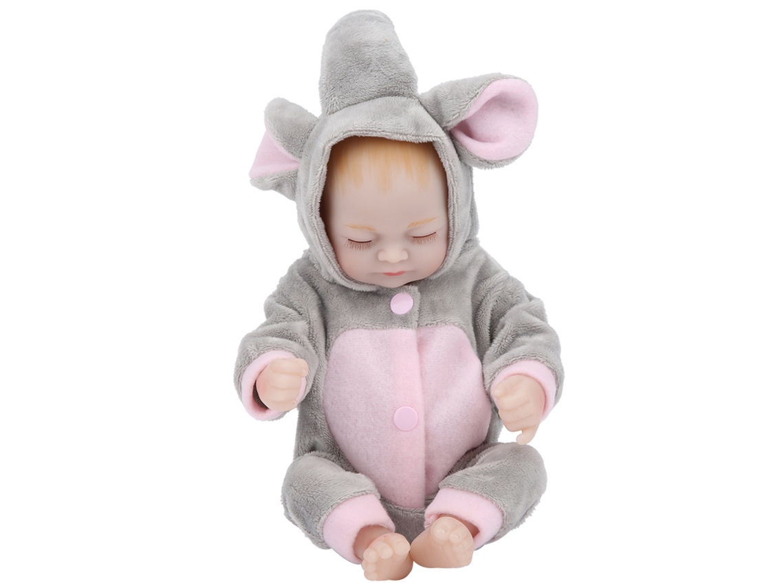 Primerox boneca Bebê Mini Silicone Olhos Fechados Boneca de Banho Brinquedo para Meninas Rosa Cinza